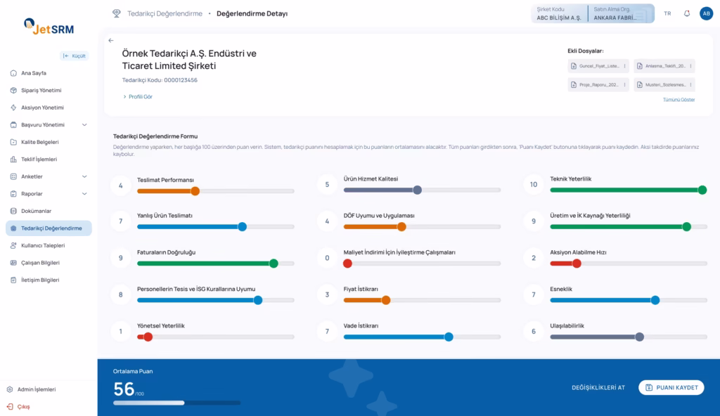 Tedarikci Degerlendirme Detay