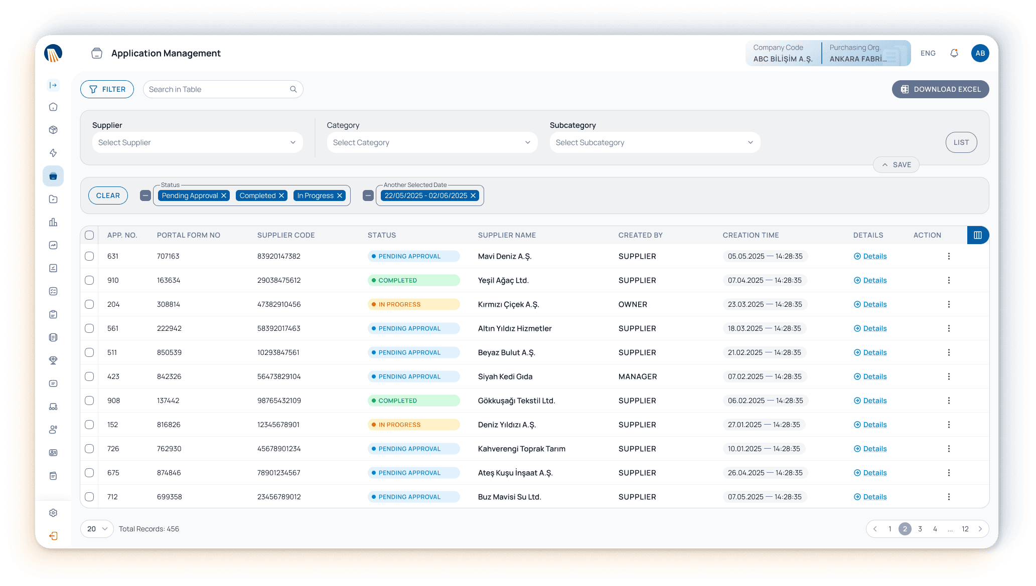Supplier Application Management