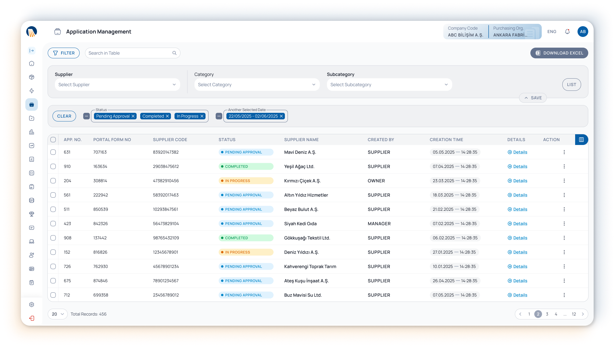 Supplier Application Management